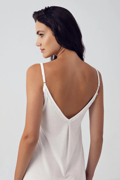 Lace Strappy Short Flexible Viscose Nightgown 15106