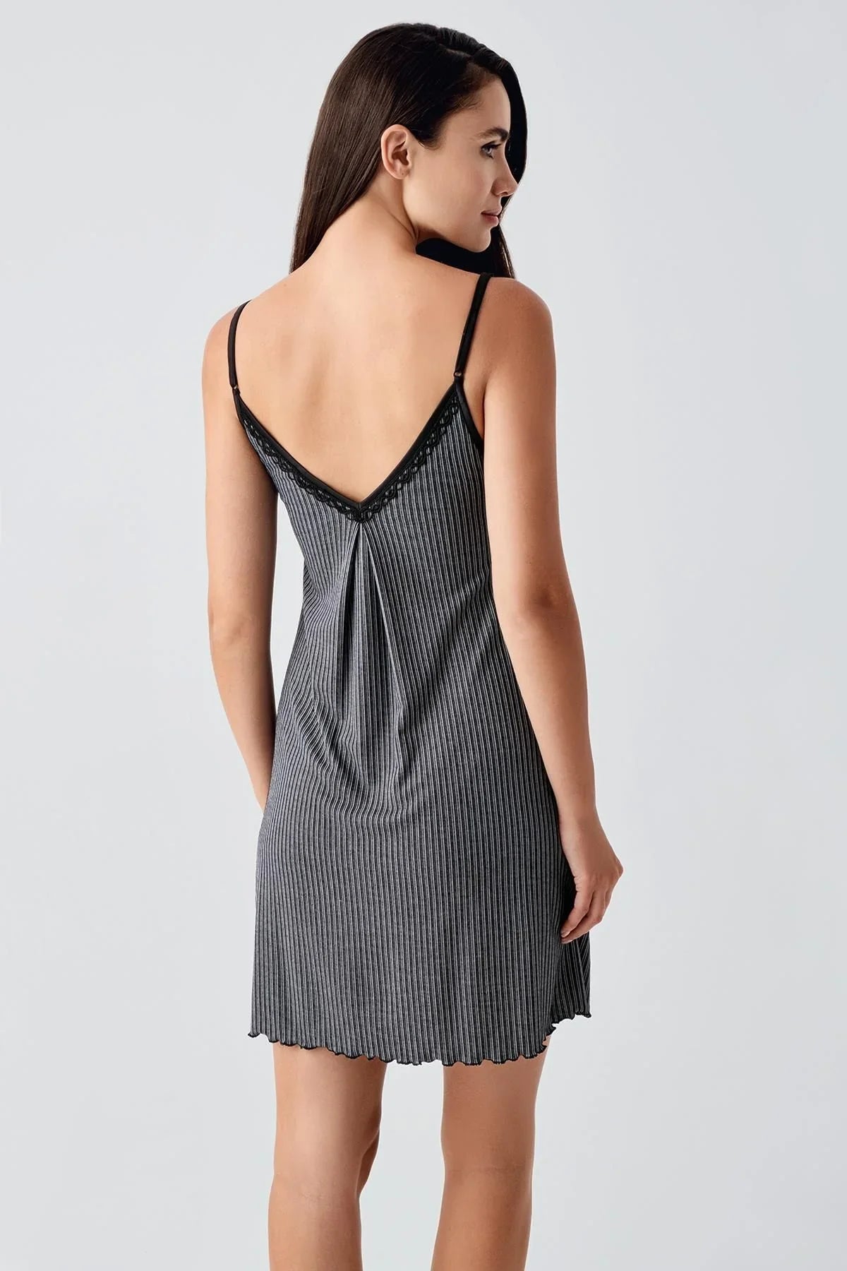 Lace Strappy Short Flexible Viscose Nightgown 15106