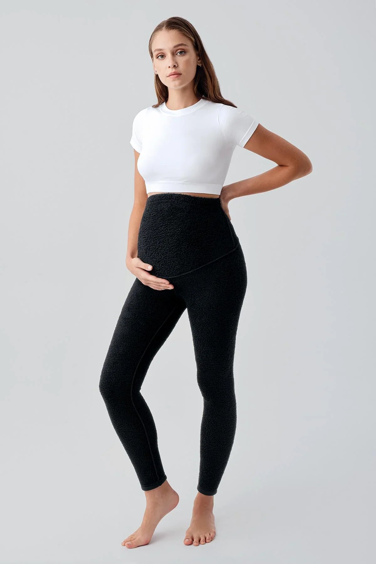 Plush Outside Extra Thick Flexible Waist Adjustable Winter Thermal Maternity Tights T26