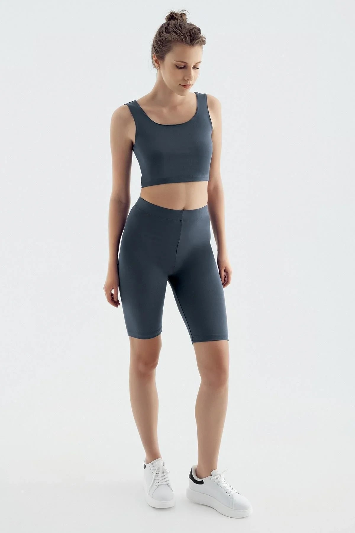 Diz Üstü Biker Esnek Yüksek Bel Tayt T11