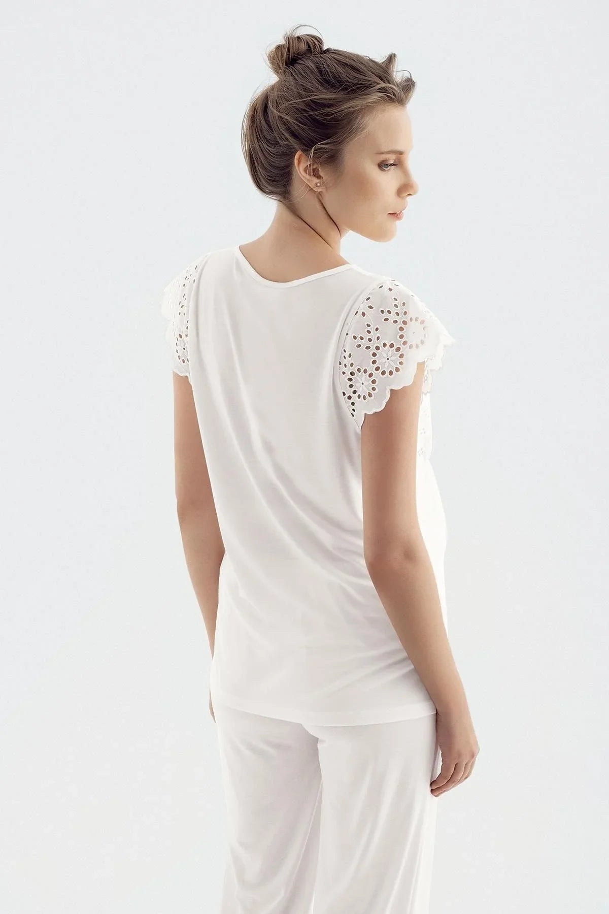 Dokuma Pamuklu Kısa Kol Hamile Pijama Takım 14213