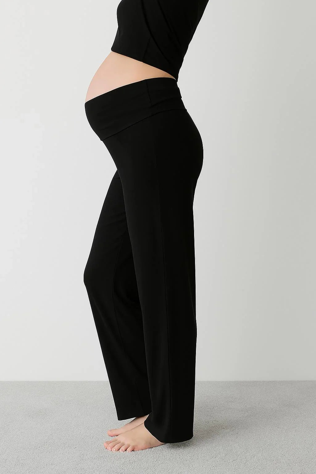 Straight Leg Fold-Back Waist Flexible Viscose Trousers VTP01