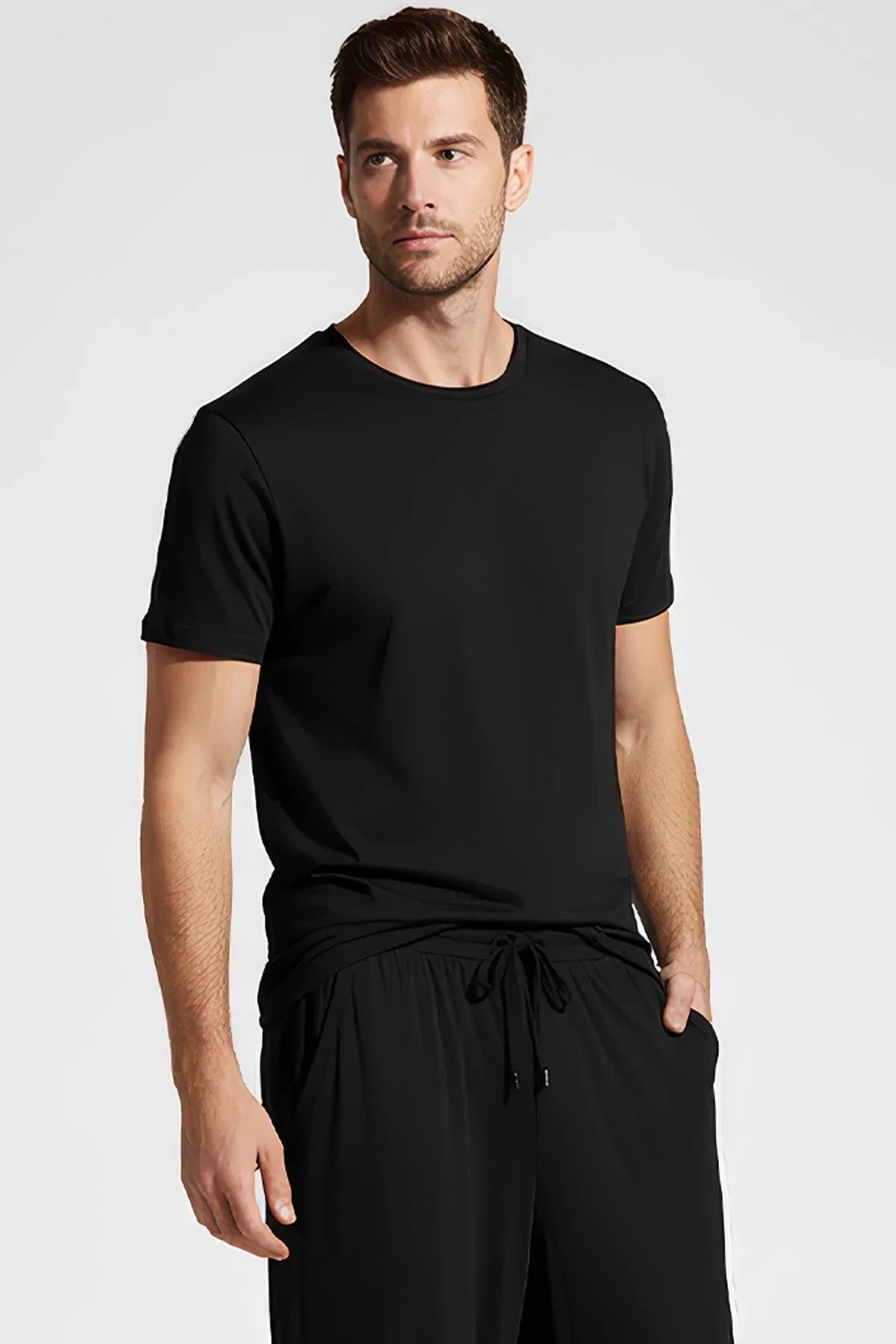 Erkek Kısa Kollu Basic Esnek Likralı Viskoz T-shirt MAN01