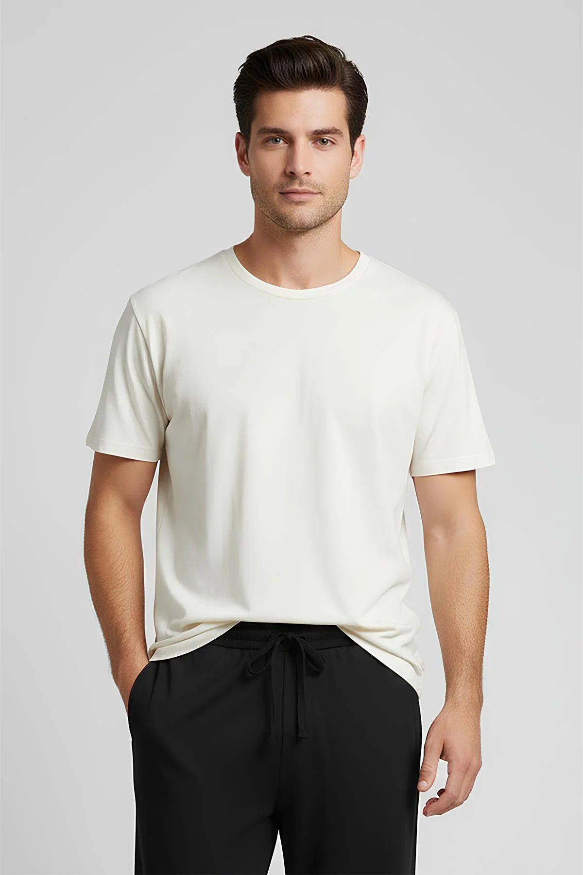 Erkek Kısa Kollu Basic Esnek Likralı Viskoz T-shirt MAN01