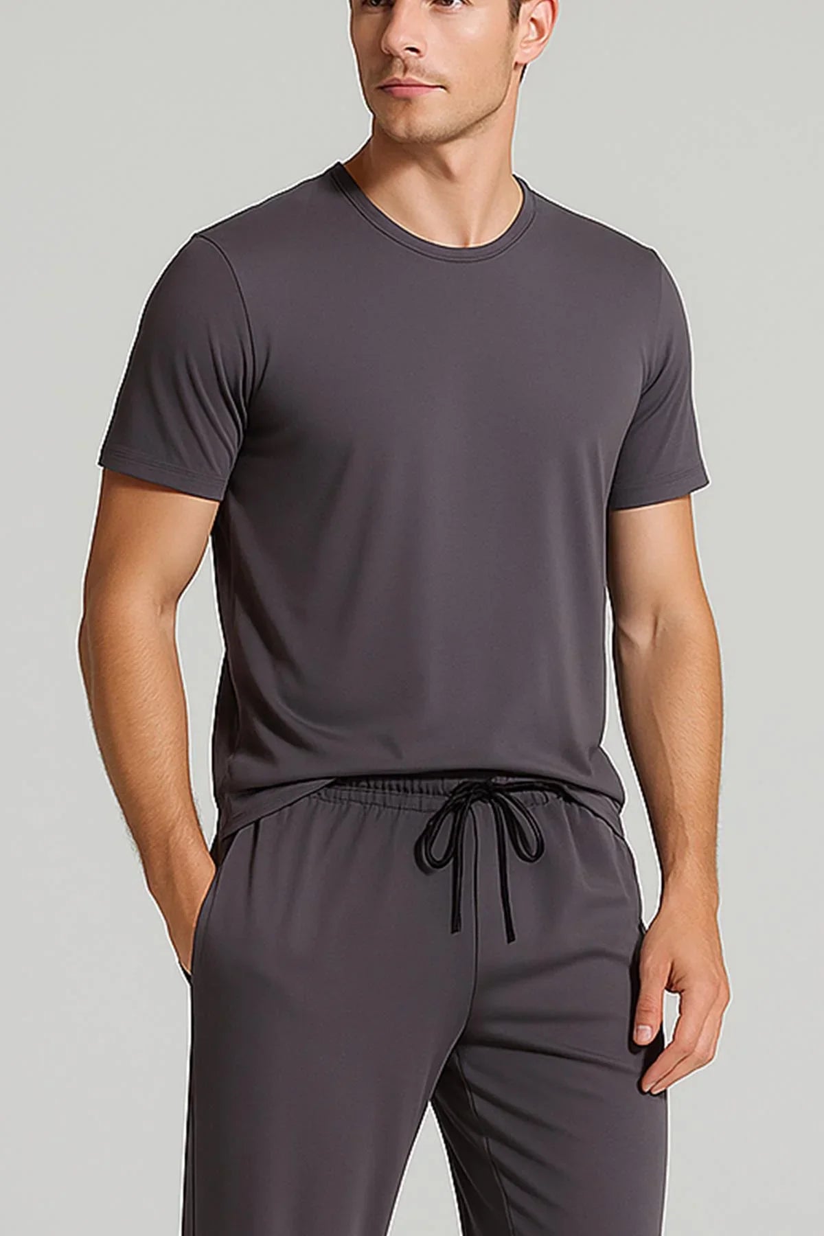 Erkek Kısa Kollu Basic Esnek Likralı Viskoz T-shirt MAN01