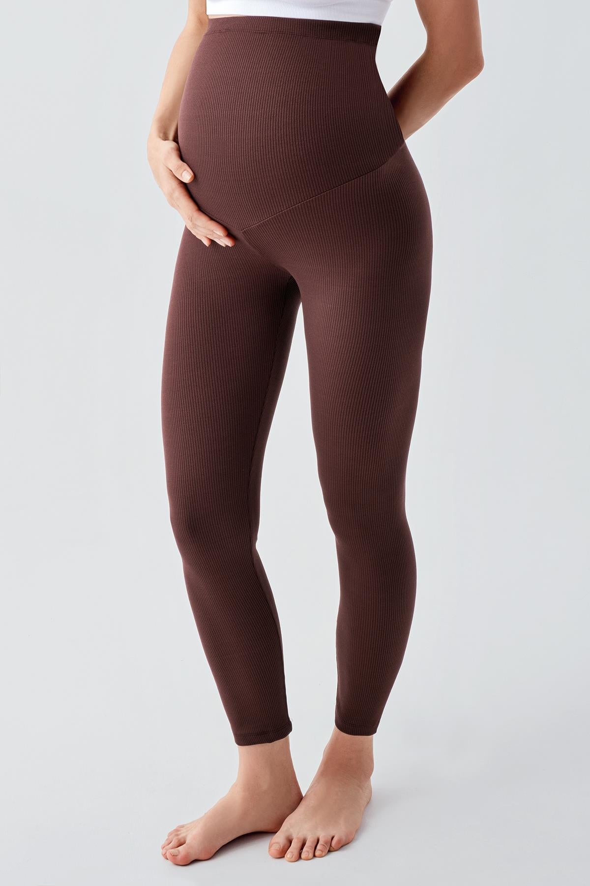 Ribbed Adjustable High Waist Flexible Maternity Tights F03