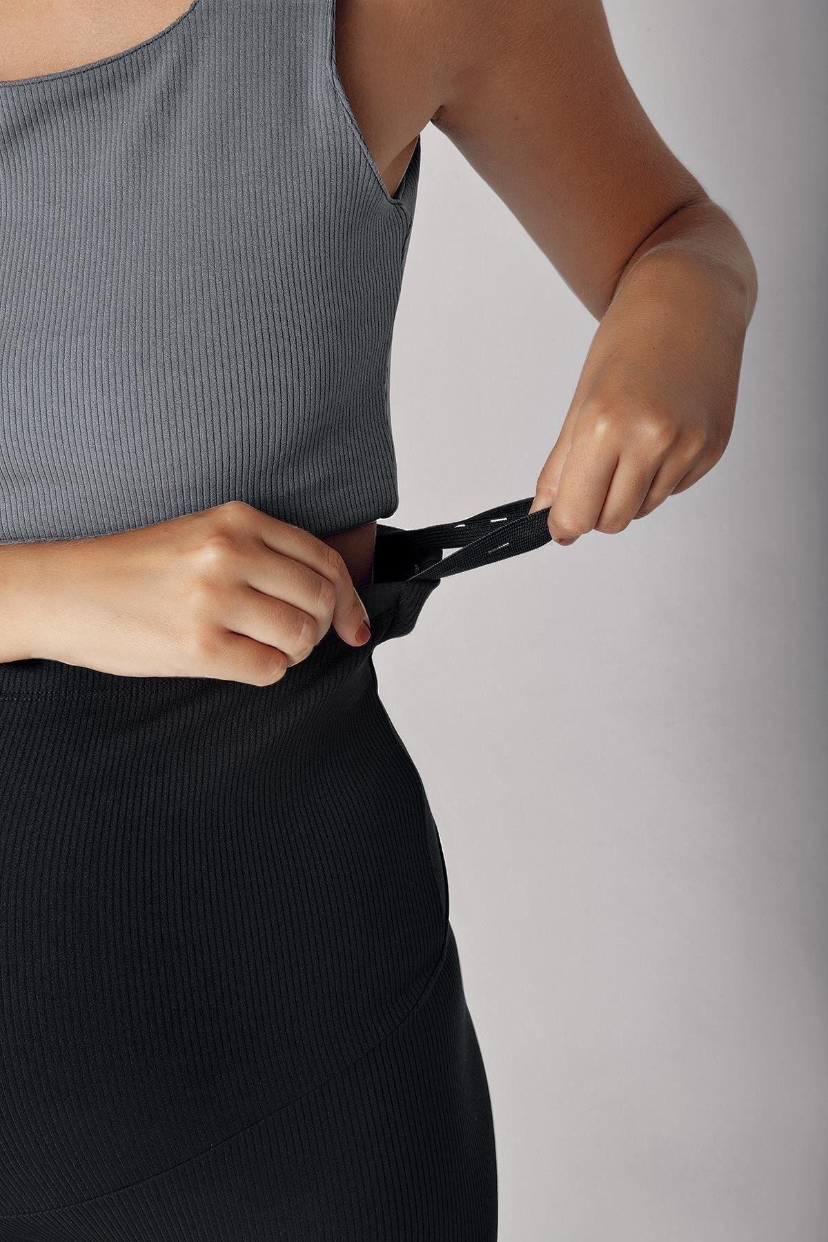 Fitilli Ayarlanabilir Yüksek Bel Esnek Toparlayıcı Hamile Tayt F03