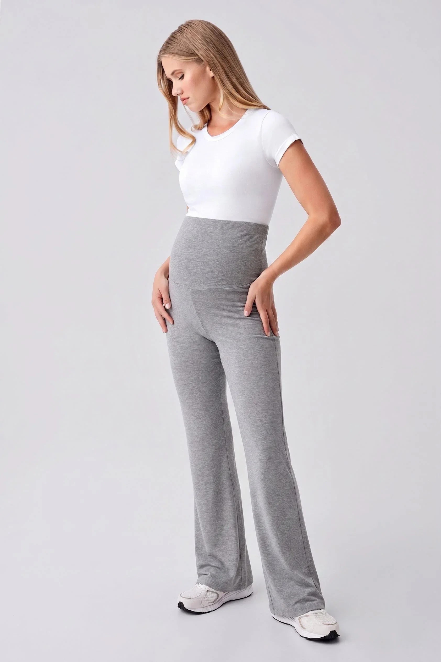 Spanish Flared Adjustable Waist Jersey Stretchy Viscose Soft Maternity Leggings VTP05