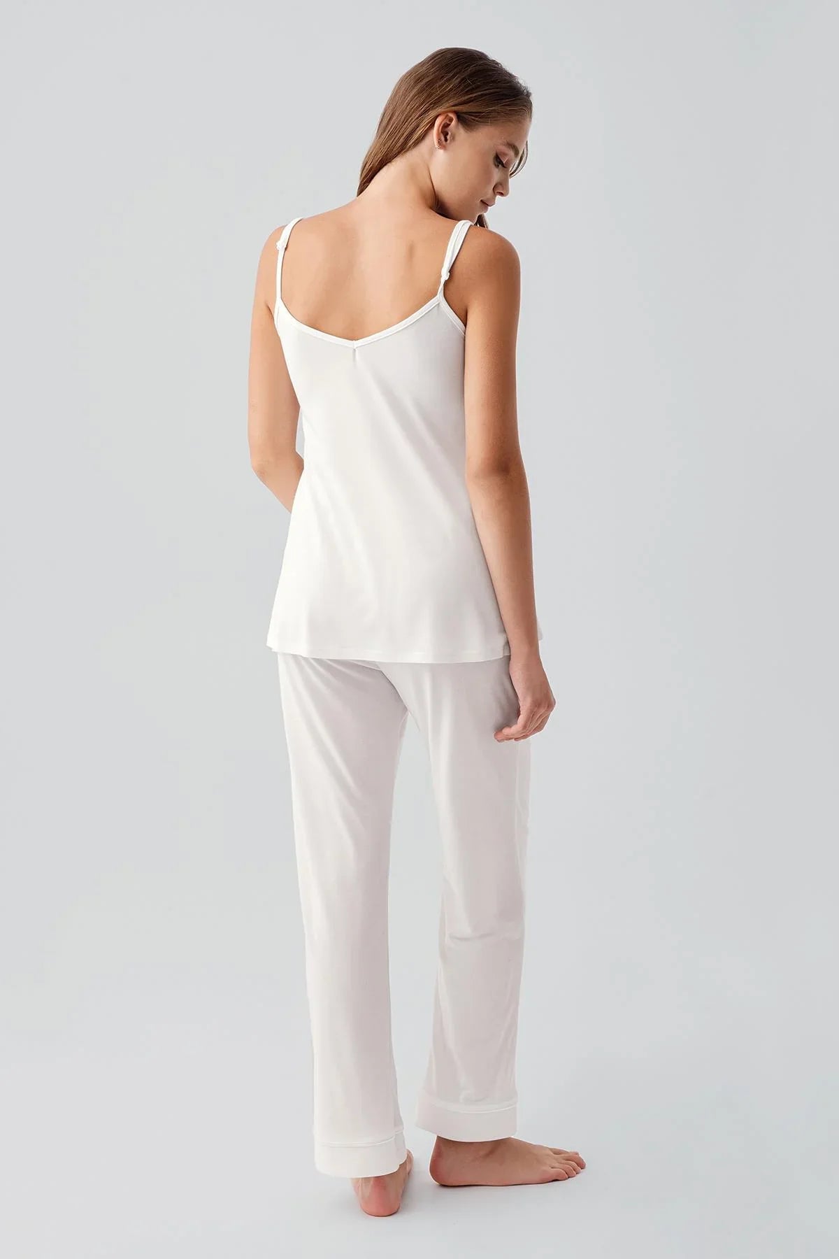Strappy Flexible Viscose Maternity Nightgown and Pajama Set 19307