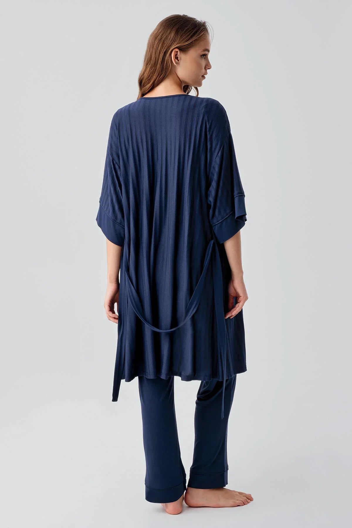 Strappy Flexible Viscose Maternity Nightgown and Pajama Set 19307