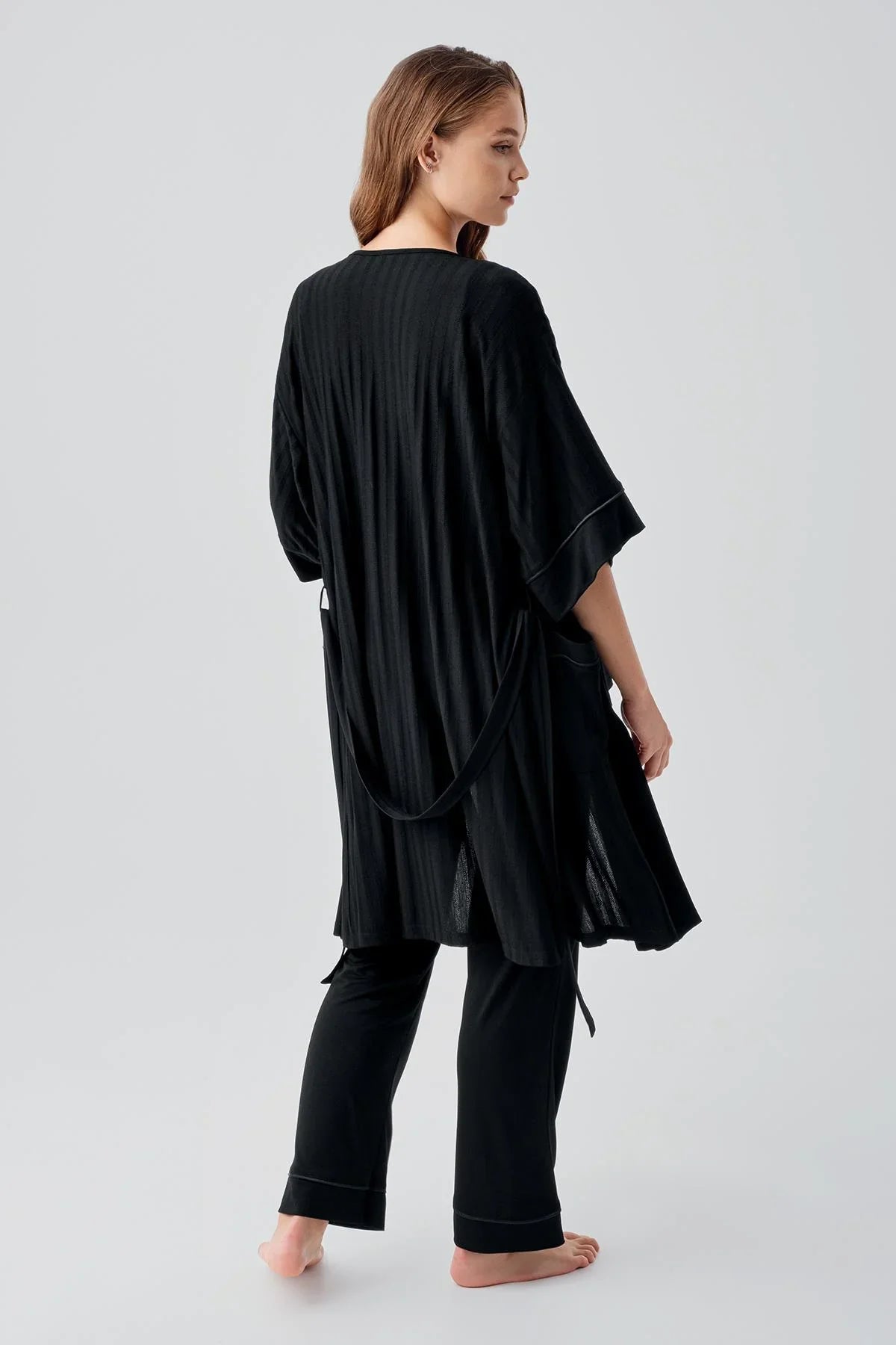 Strappy Flexible Viscose Maternity Nightgown and Pajama Set 19307