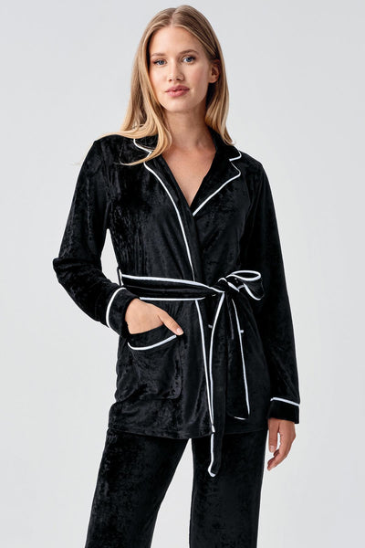 Uzun Kollu Kimono Kadife Esnek Viskoz Pijama Takım