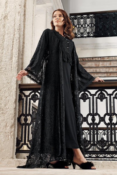 Women's Lace Long Sleeve Dowry Nightgown Dressing Gown Set 12403