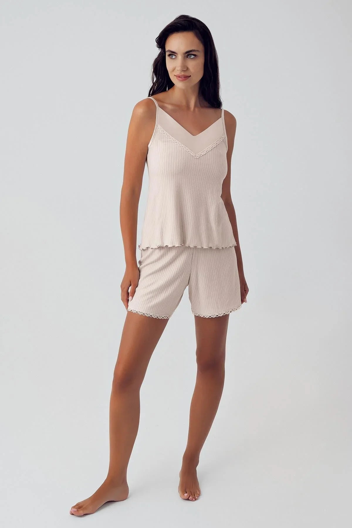 Women's Flexible Viscose Suspender Shorts Pajama Set 15206