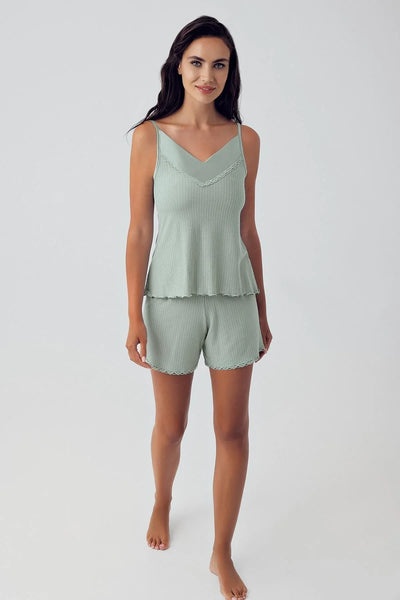 Women's Flexible Viscose Suspender Shorts Pajama Set 15206