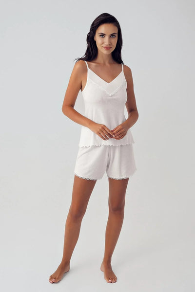 Women's Flexible Viscose Suspender Shorts Pajama Set 15206
