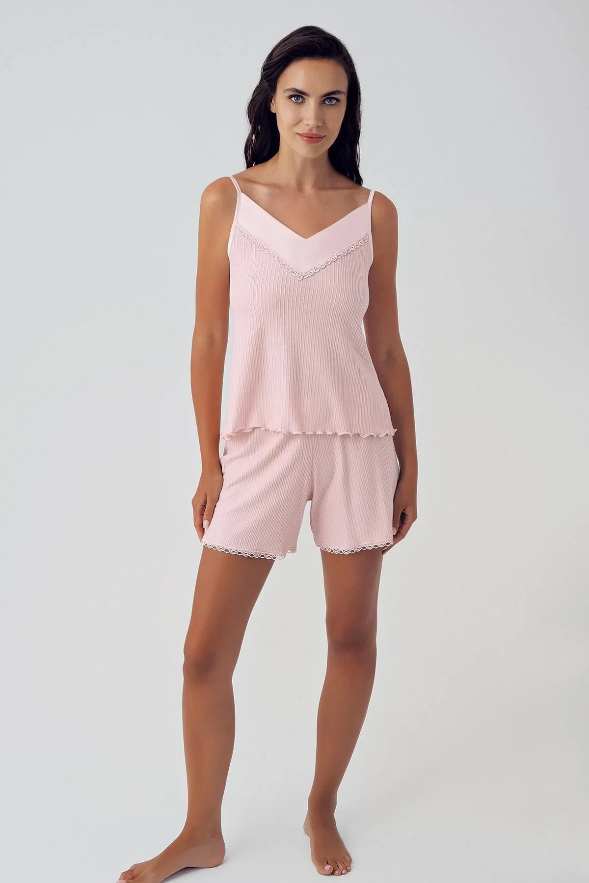 Women's Flexible Viscose Suspender Shorts Pajama Set 15206