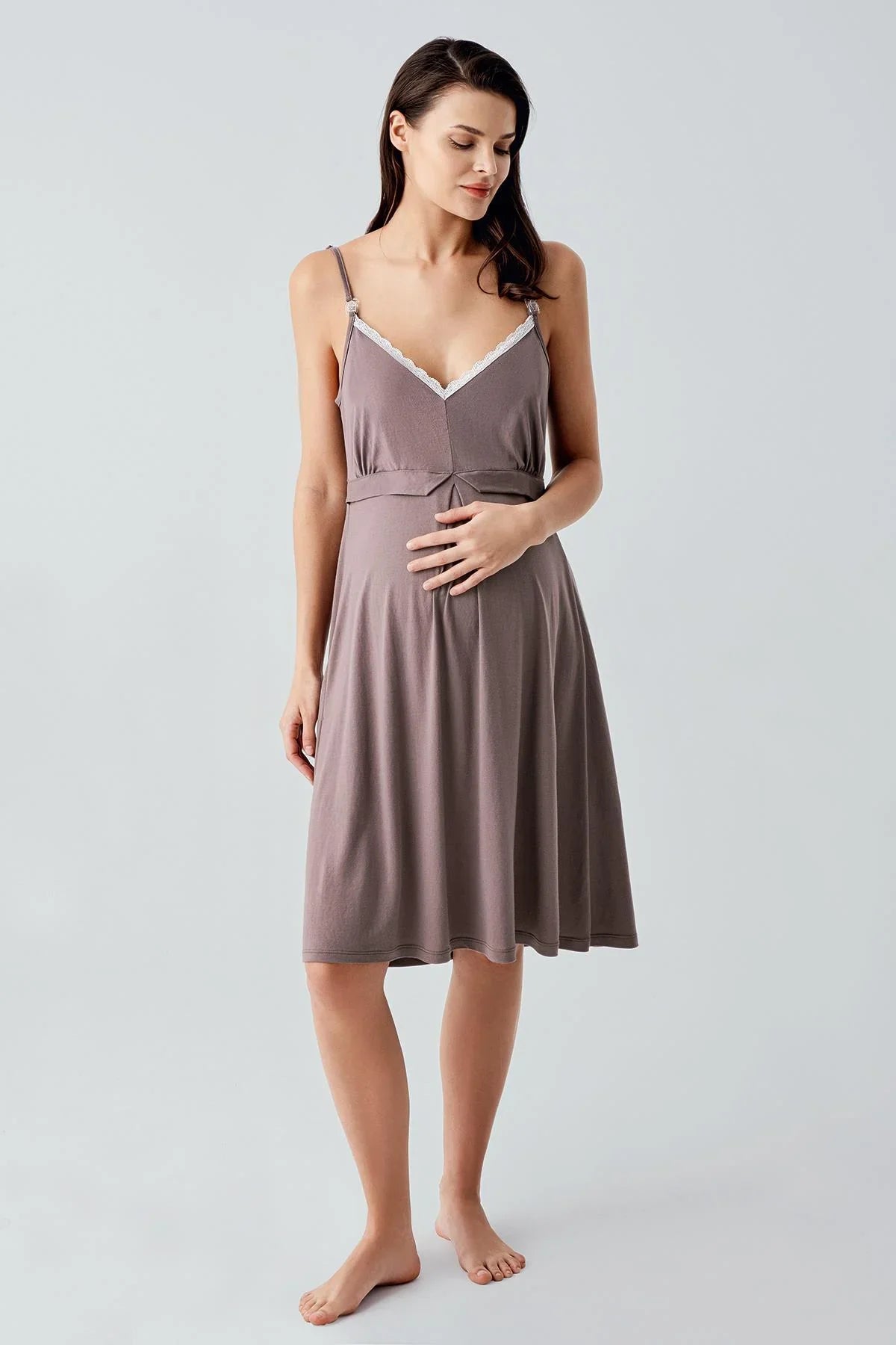 Kadın Esnek Viskoz Hamile Sabahlık Gecelik Takım 13406