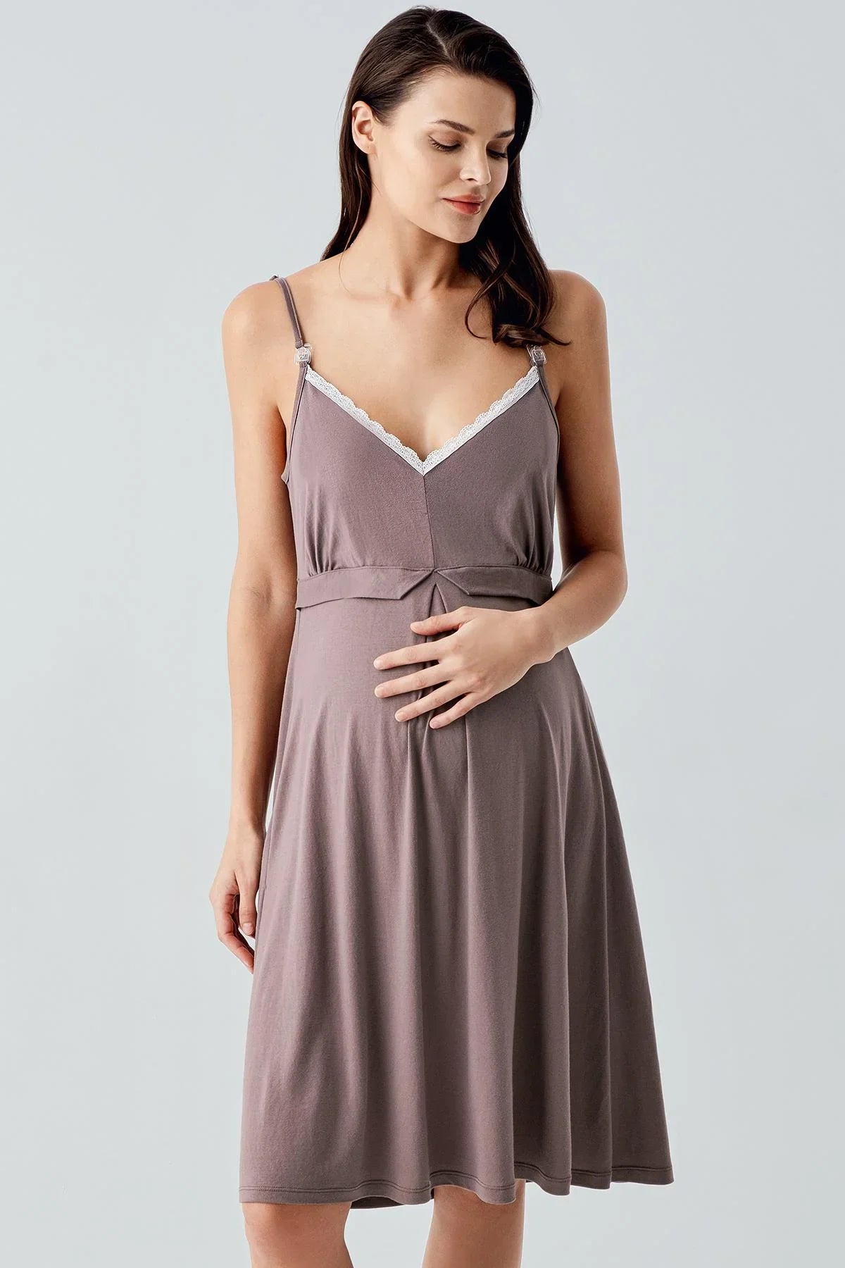 Kadın Esnek Viskoz Hamile Sabahlık Gecelik Takım 13406