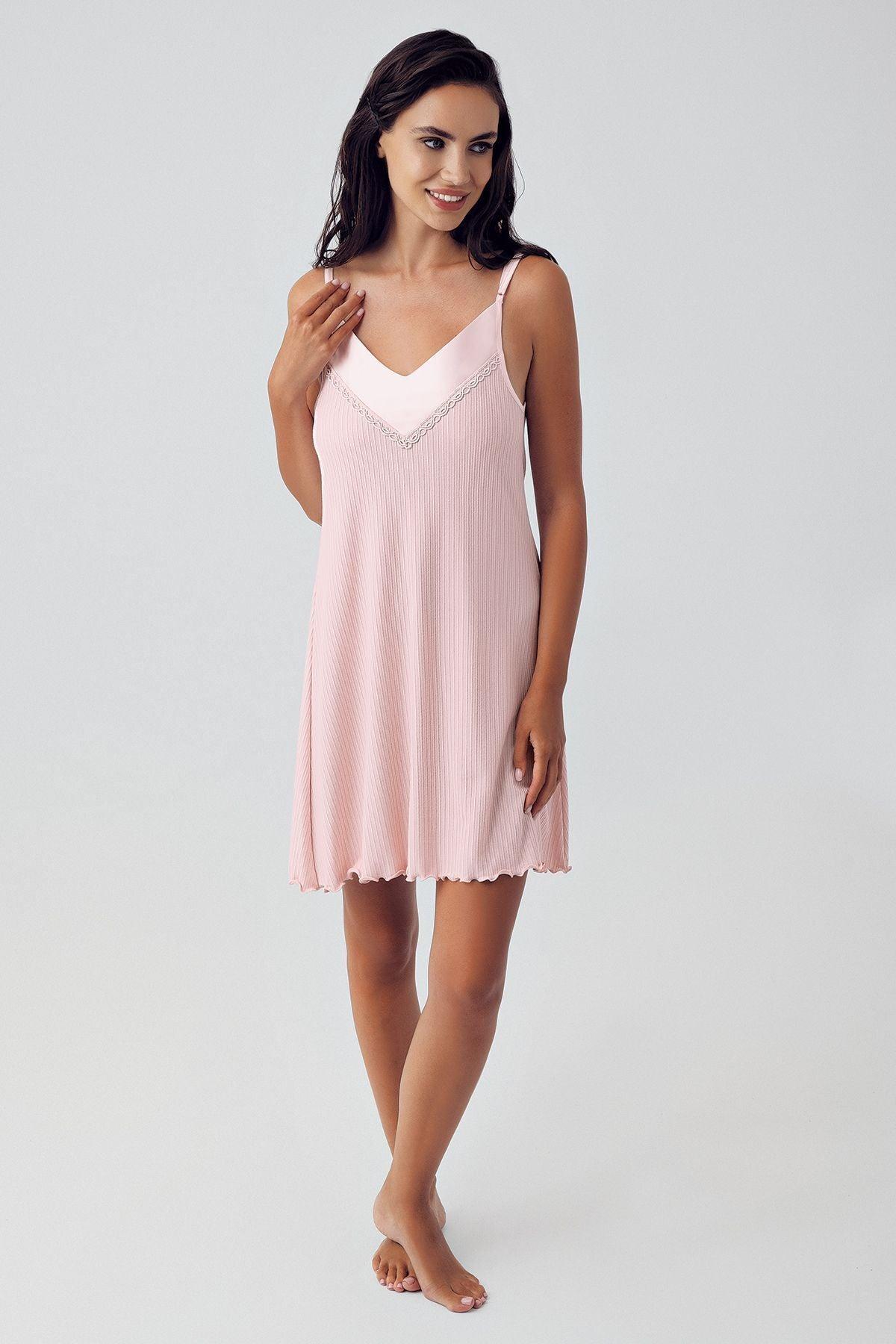 Women's Flexible Viscose Short Strap Dressing Gown Nightgown Set 15406