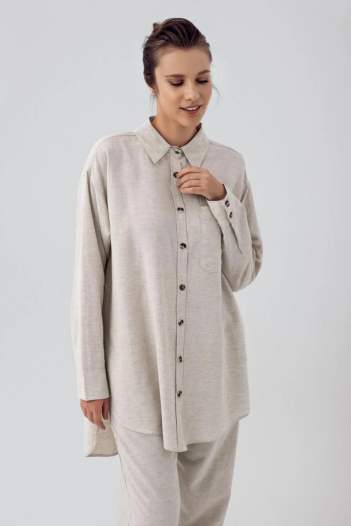 Women's Linen Boyfriend Oversize Shirt K100