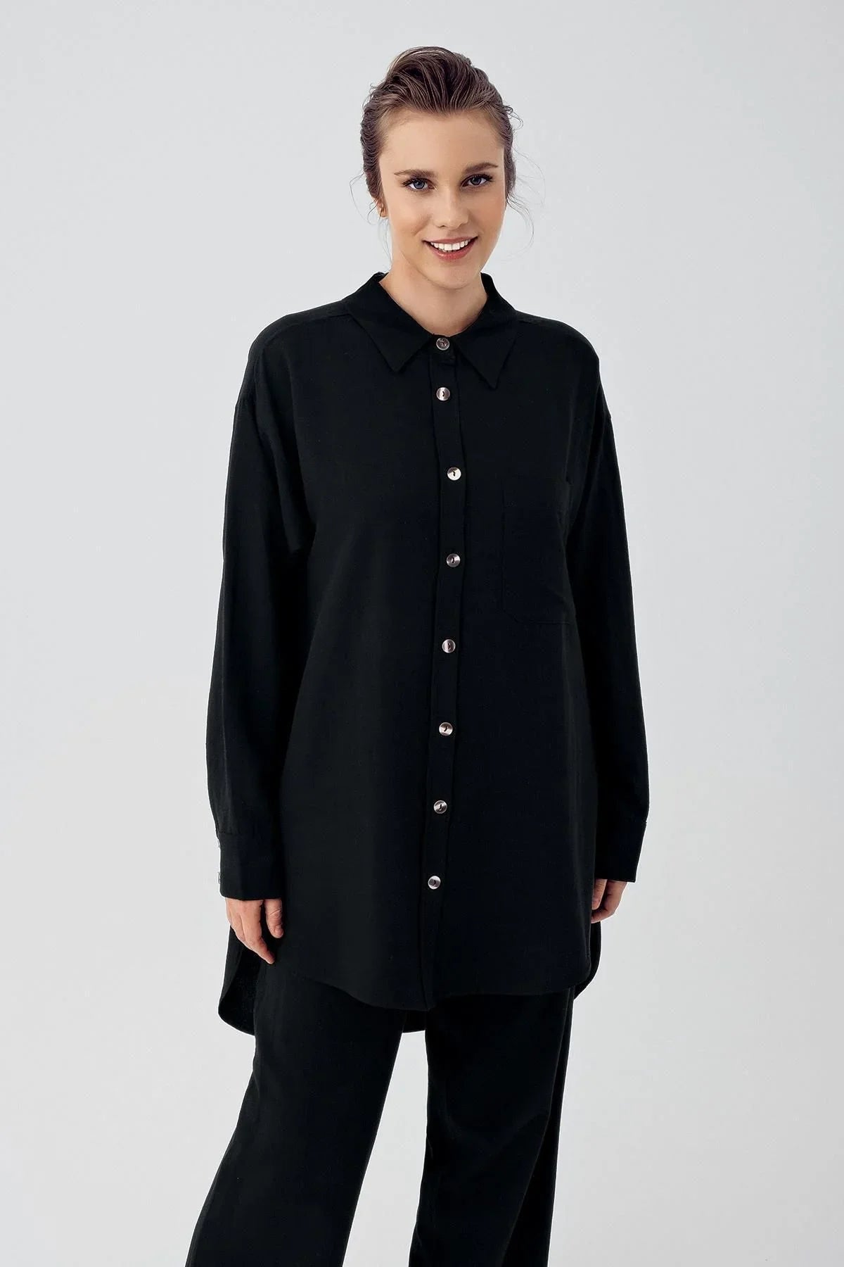 Women's Linen Boyfriend Oversize Shirt K100