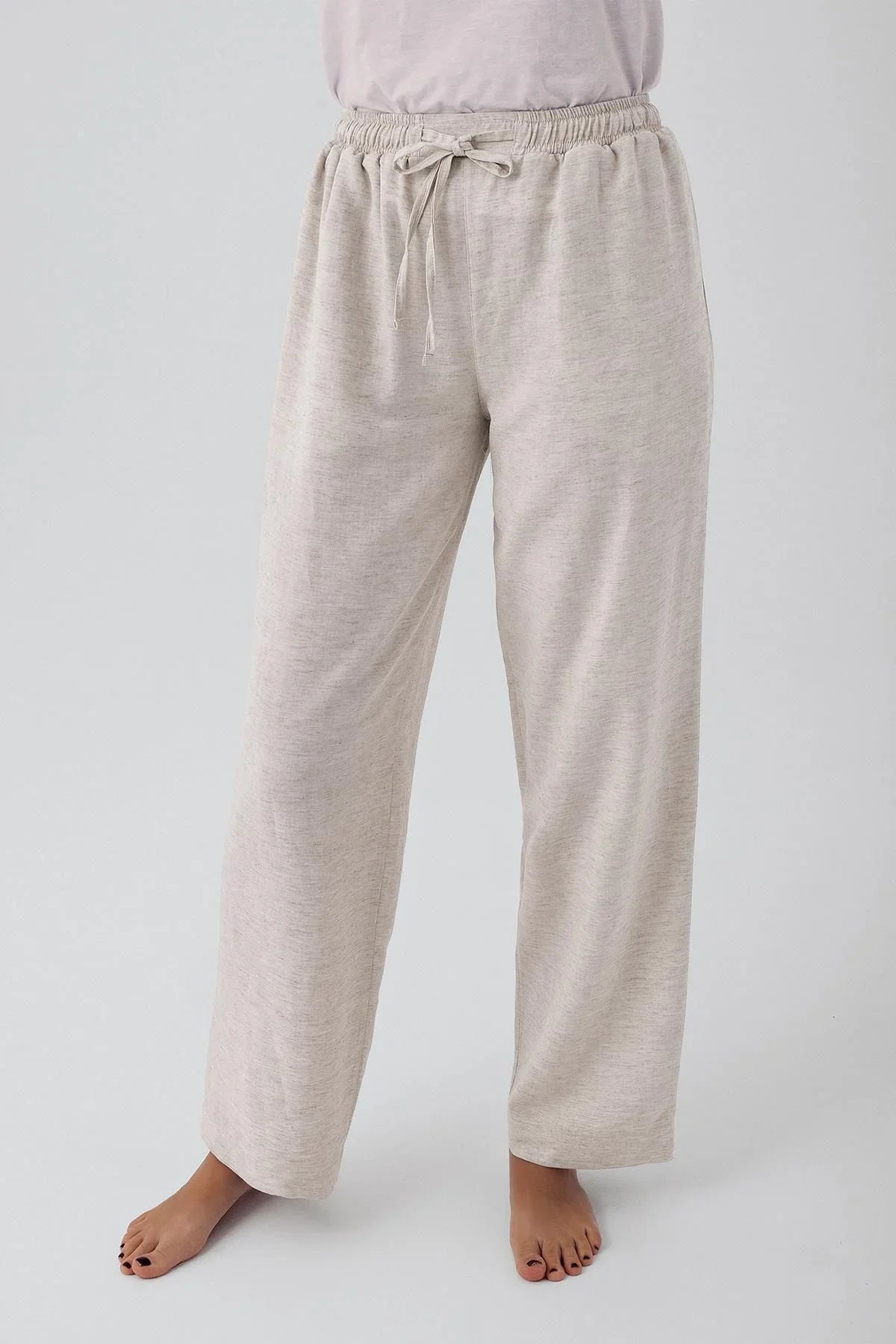Kadın Keten Cepli Lastikli Boru Paça Pantolon K200