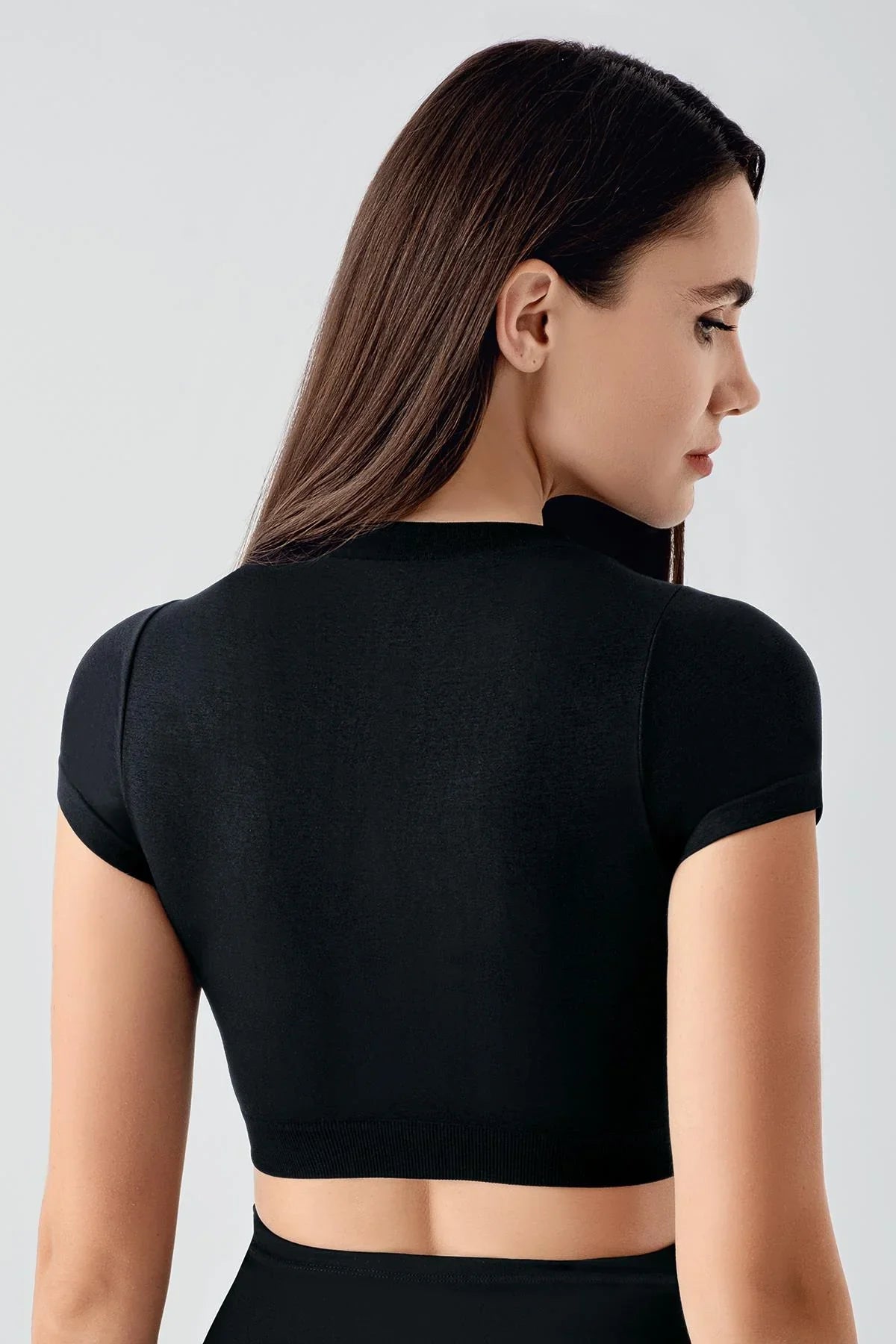 Kadın Seamless Yumuşak Dokulu Kısa Kollu Esnek Crop T-Shirt C06