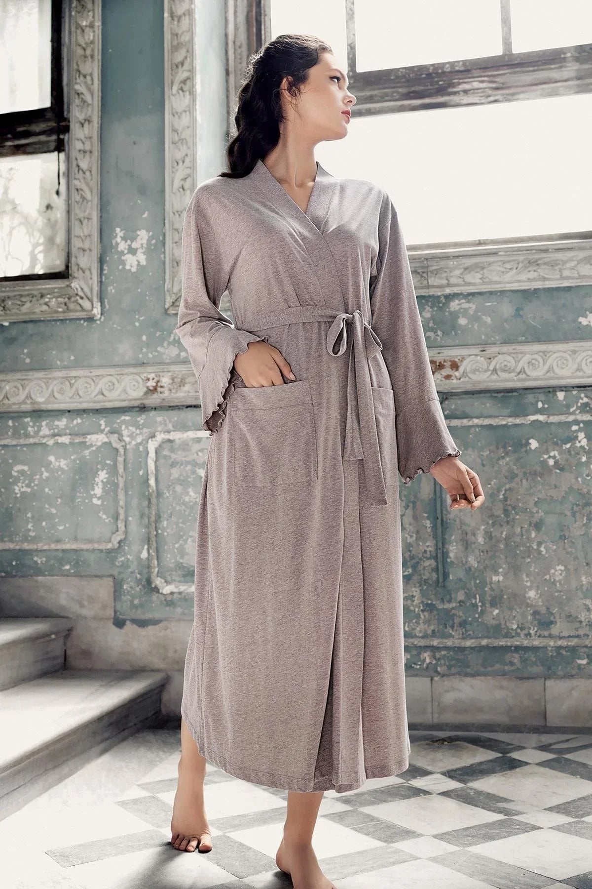 ladies cotton dressing gowns Women's Gown 13502 long sleeve knit dress? Dakota Off Shoulder Sweater, 140 cm (55 inches) Size:Plus | Fits US 3XL-5XL