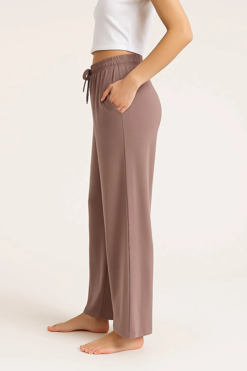 Kadın Uzun Yüksek Bel Düz Paça Esnek Viskoz Pantolon 16600