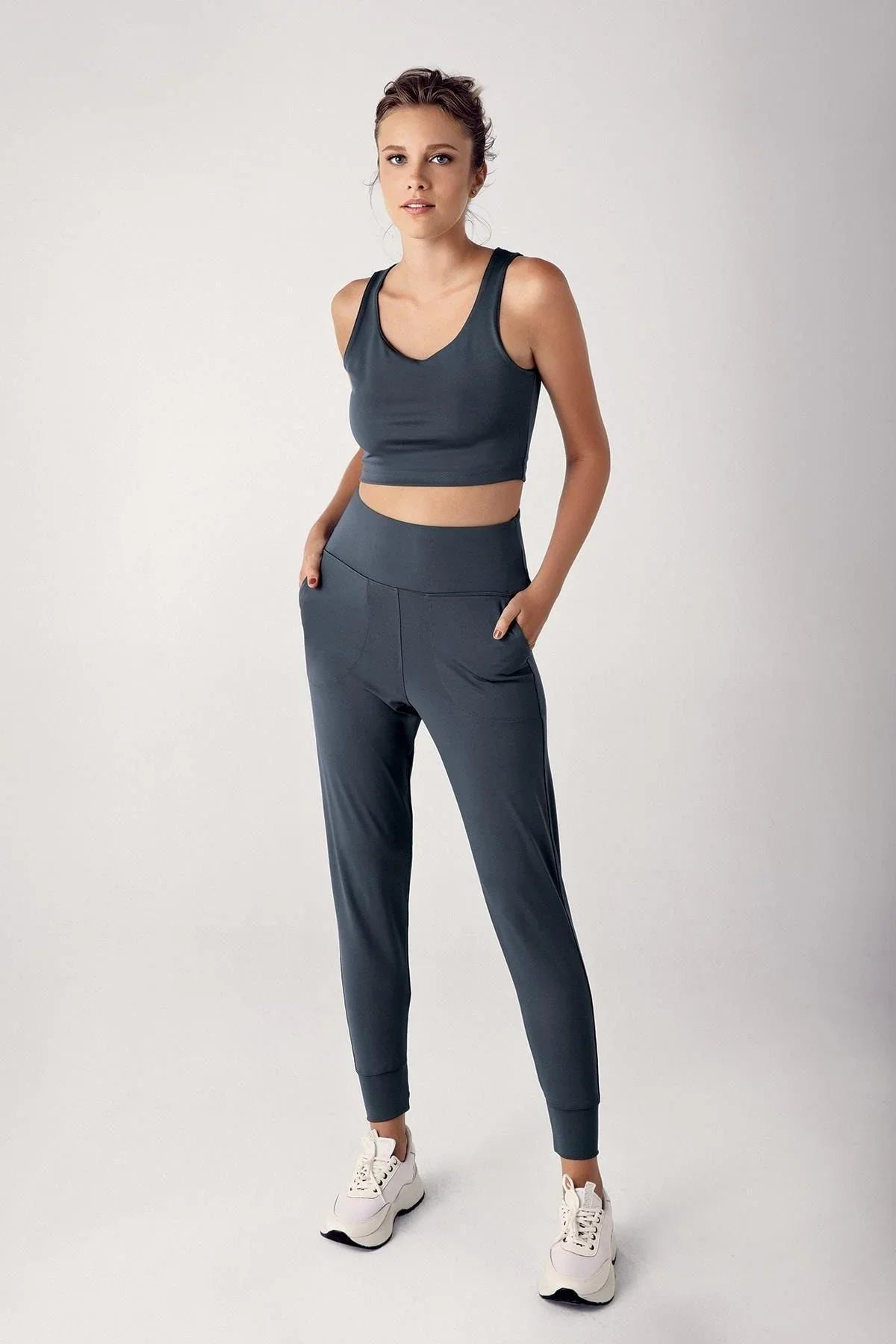 Kadın Yüksek Bel Cepli Jogger Eşofman Altı E01