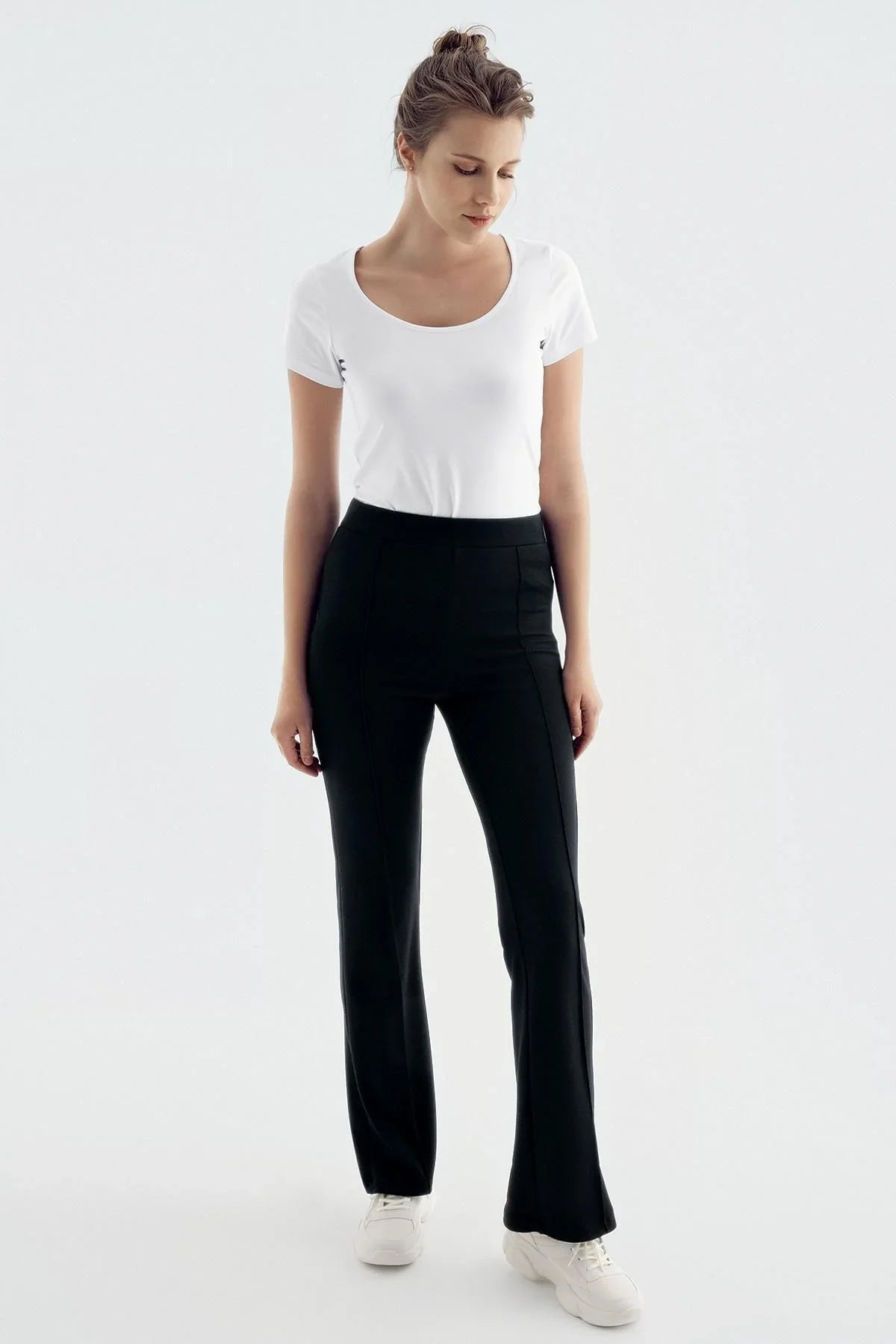 Kadın Yüksek Bel Esnek Çelik Örme Pantolon CLK04