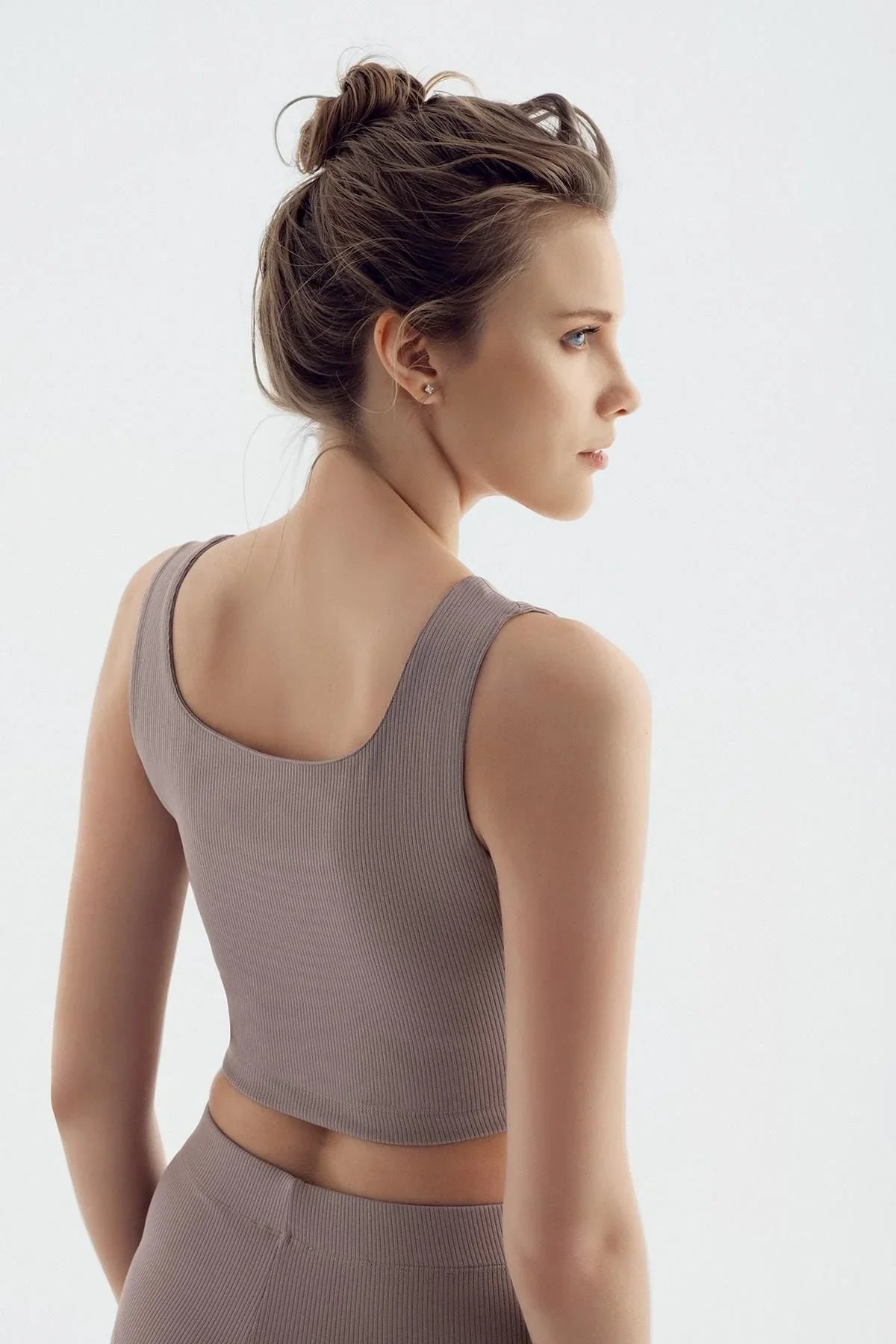 Kalın Askılı Crop Top Fitilli Spor Büstiyer C02