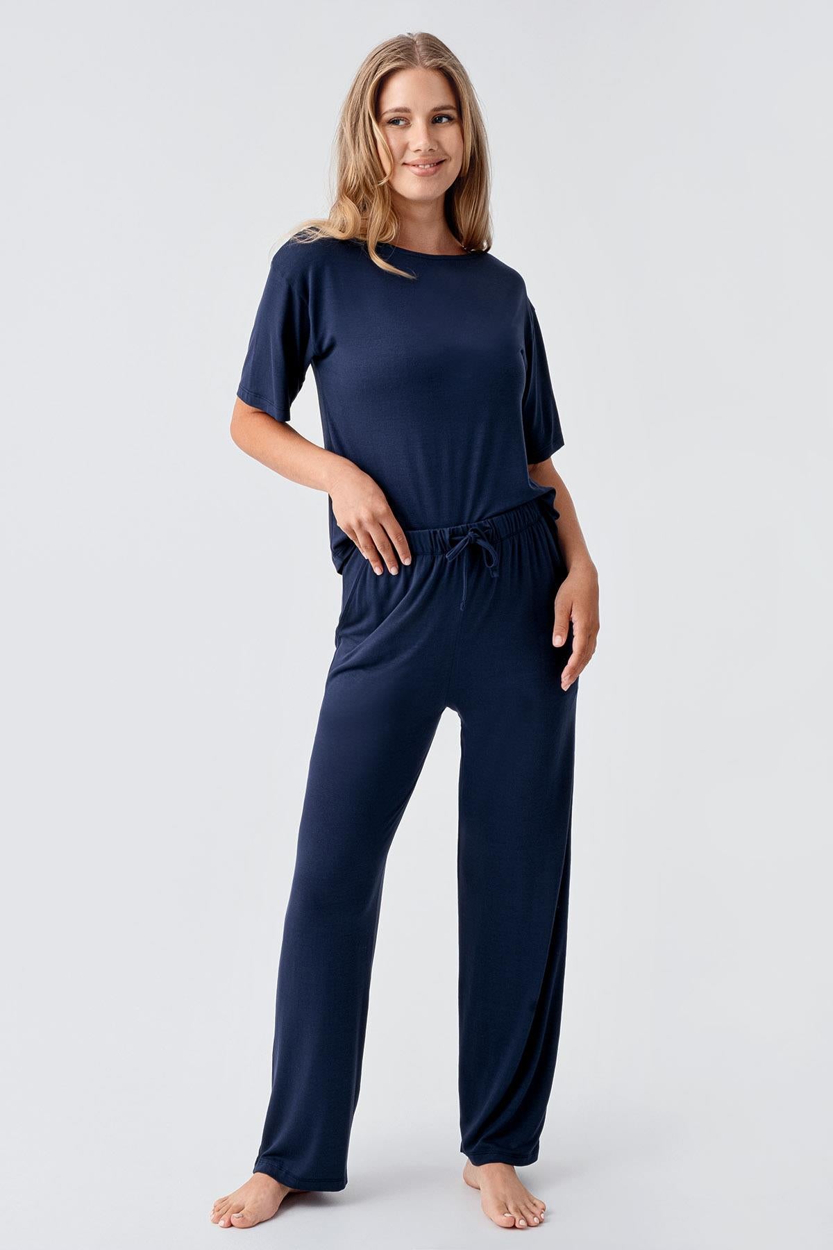 Kısa Kollu Esnek Viskoz Pijama Takım 18215