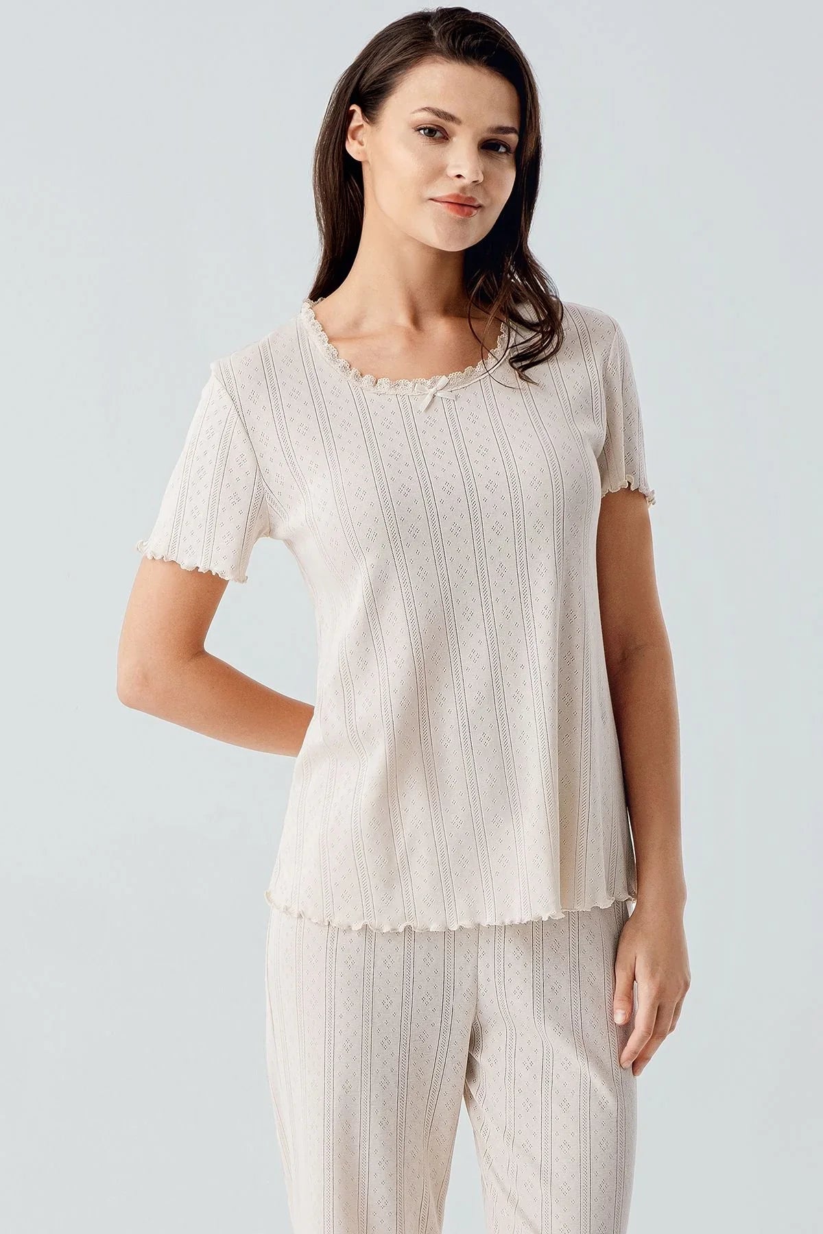 Short Sleeve Flexible Cotton Pajama Set 17209