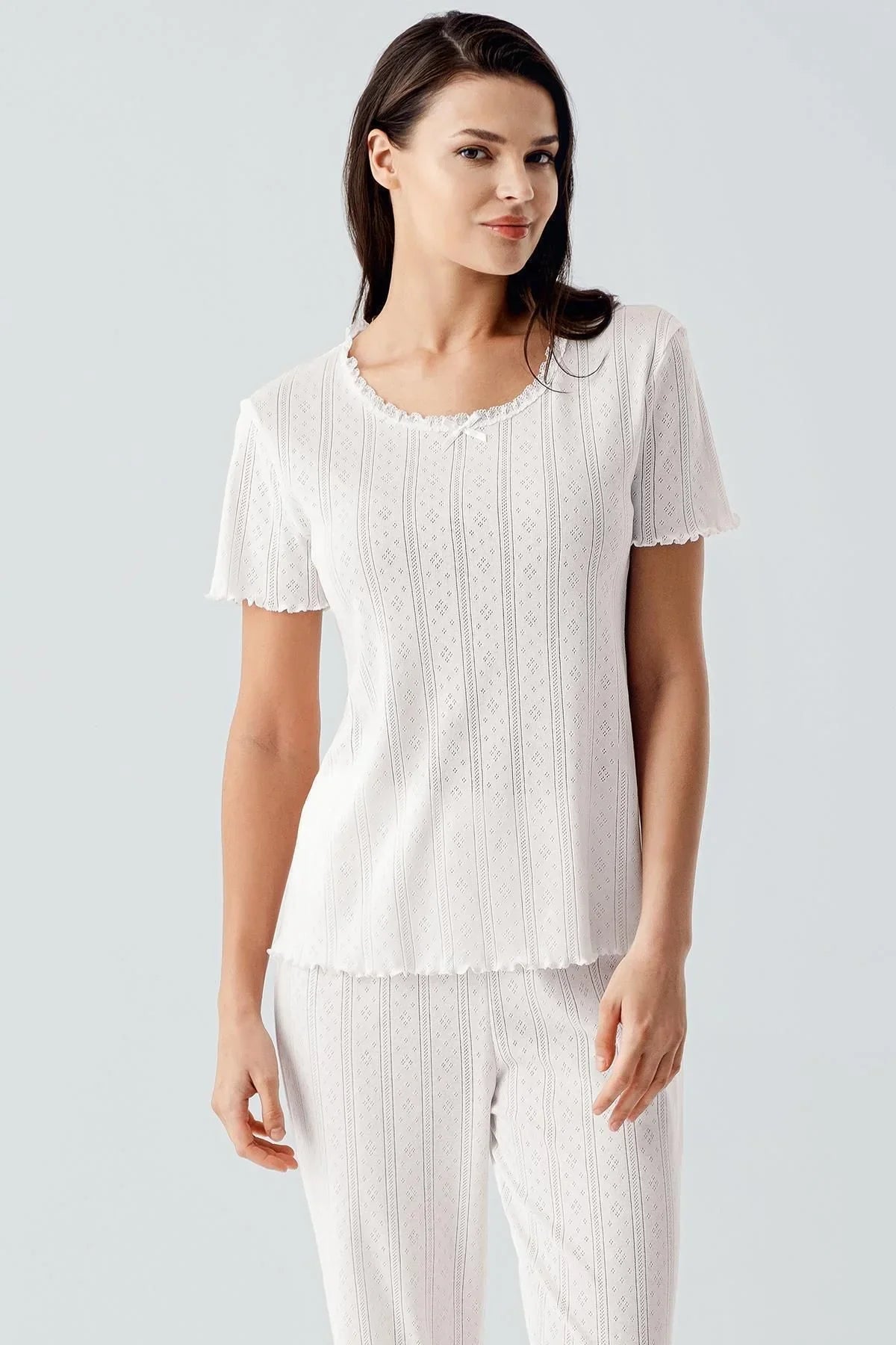 Short Sleeve Flexible Cotton Pajama Set 17209