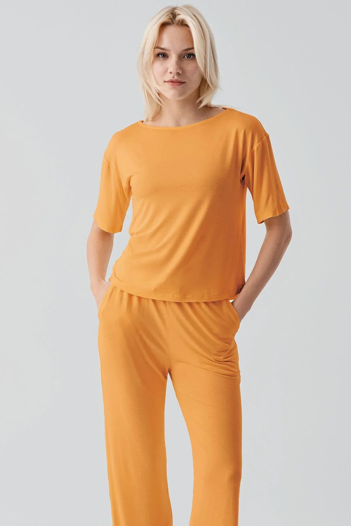 Kısa Kollu Basic Esnek Likralı Viskoz Soft Pijama Takım 18215