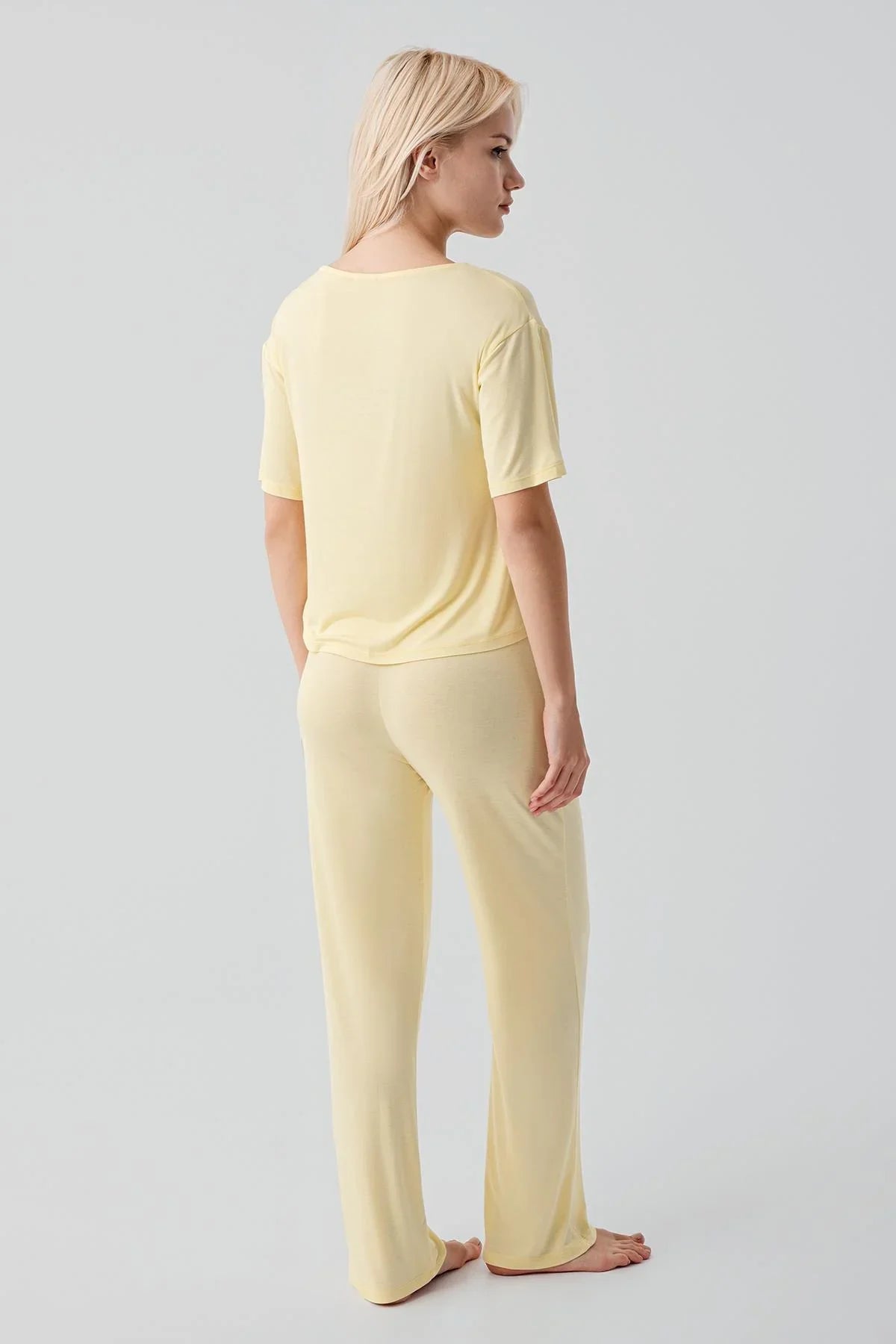 Kısa Kollu Basic Esnek Likralı Viskoz Soft Pijama Takım 18215