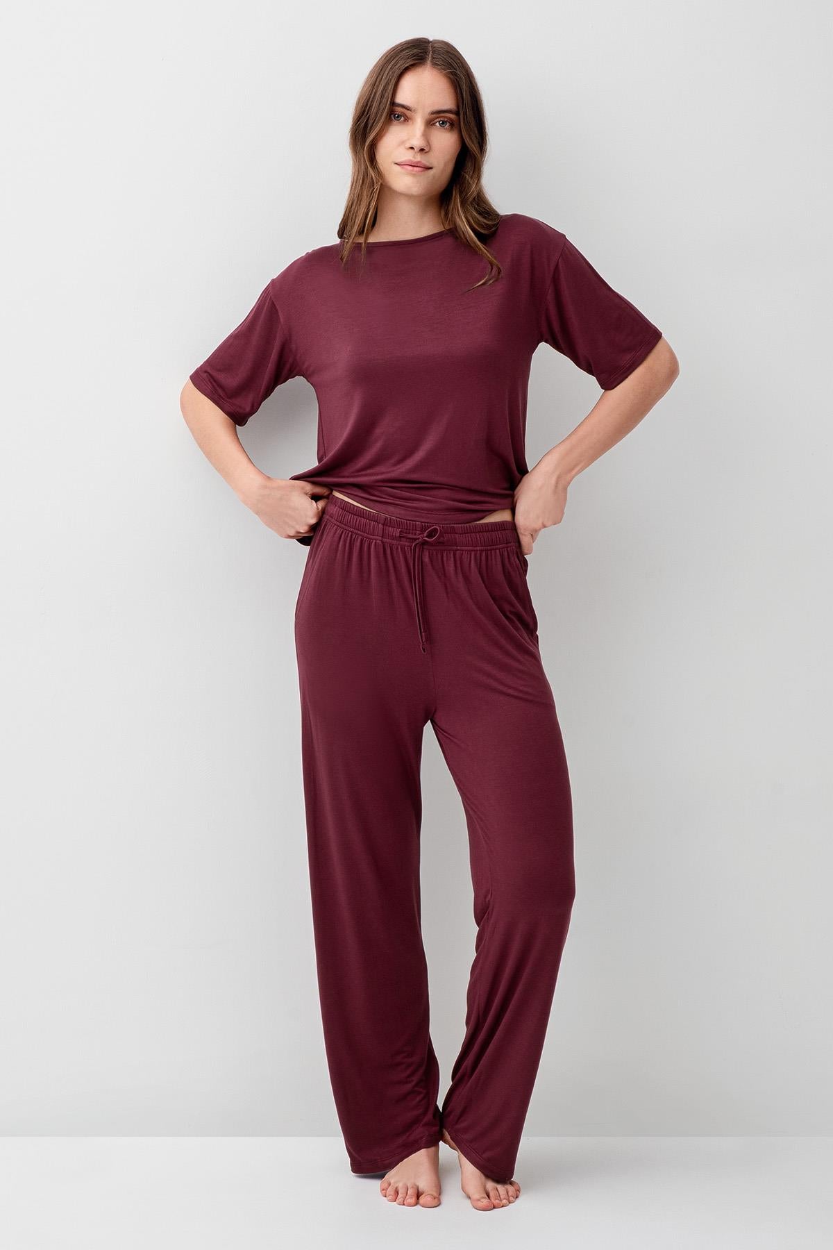 Short Sleeve Flexible Viscose Pajama Set 18215