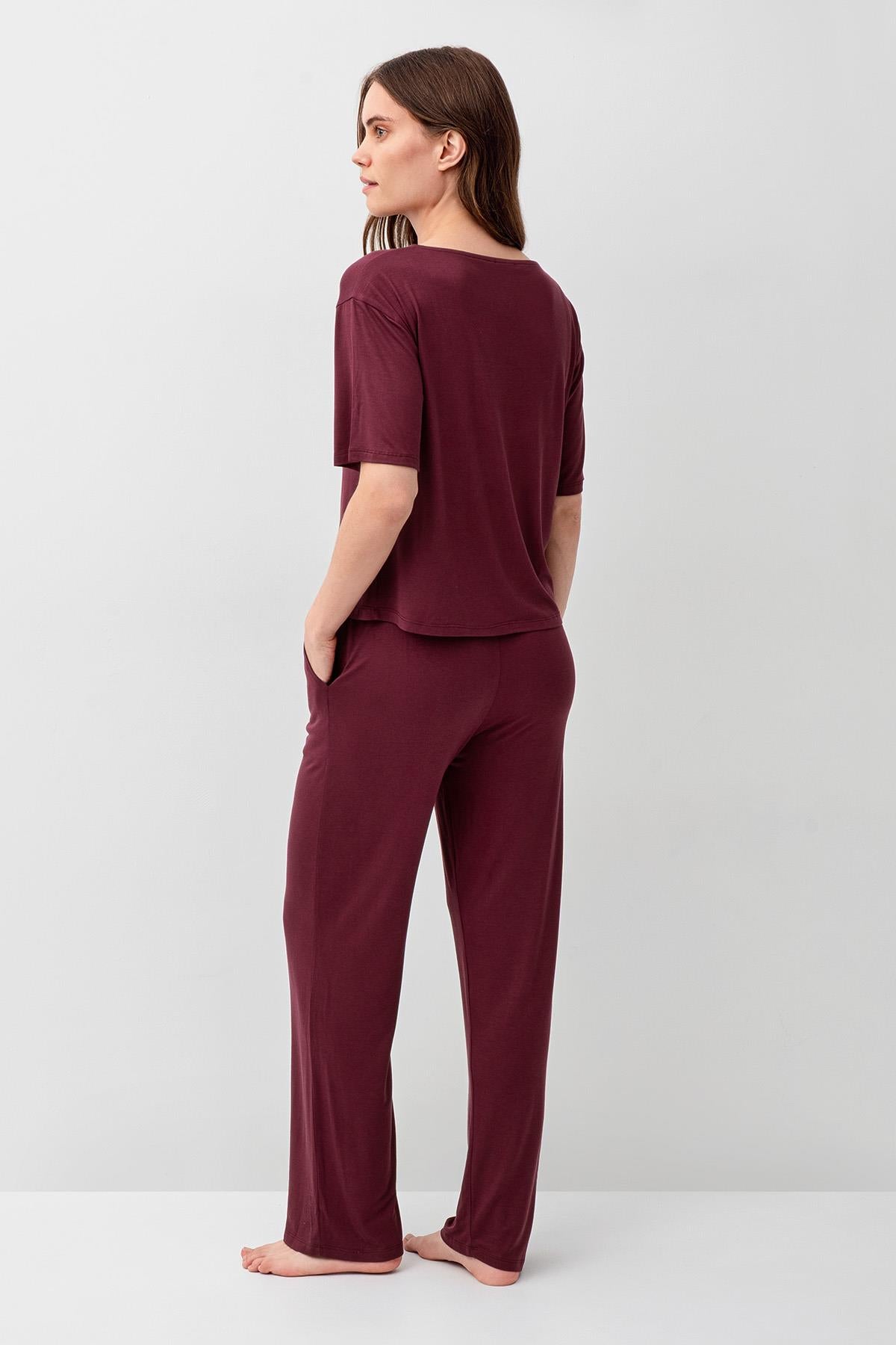 Short Sleeve Flexible Viscose Pajama Set 18215