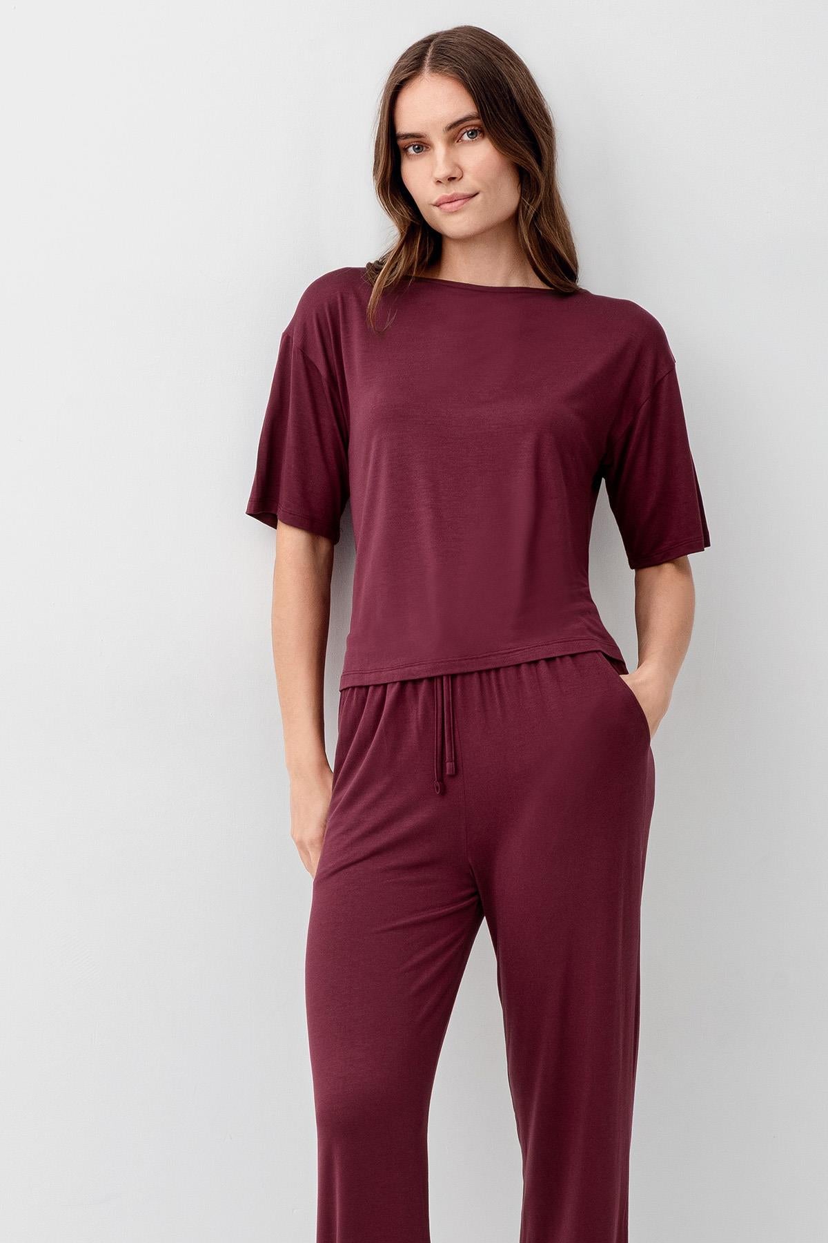Short Sleeve Flexible Viscose Pajama Set 18215