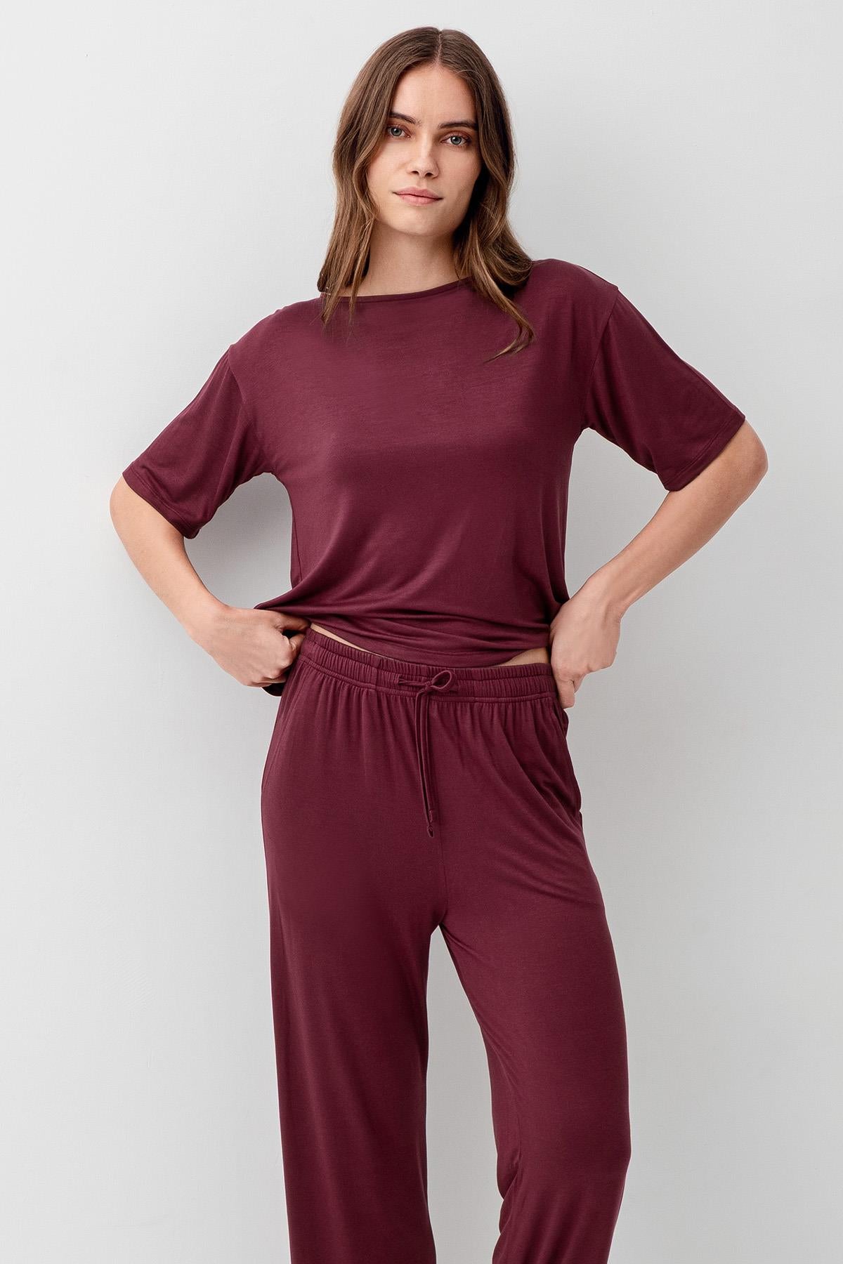 Short Sleeve Flexible Viscose Pajama Set 18215