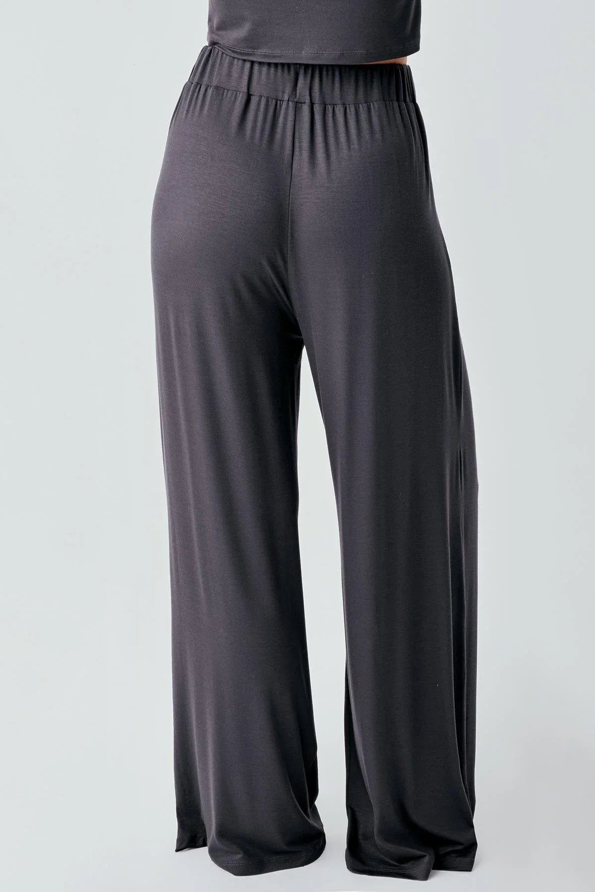 Short Sleeve Crop Wide Leg Flexible Viscose Pajama Set 17216