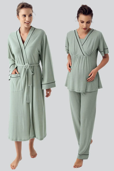 Kısa Kollu Esnek Viskoz Hamile Pijama Takımı 16302