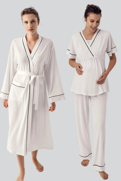 Kısa Kollu Esnek Viskoz Hamile Pijama Takımı 16302