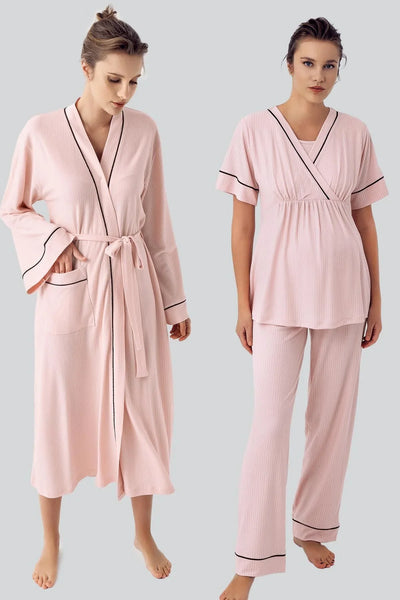 Kısa Kollu Esnek Viskoz Hamile Pijama Takımı 16302