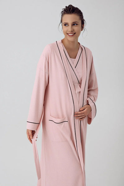 Kısa Kollu Esnek Viskoz Hamile Pijama Takımı 16302