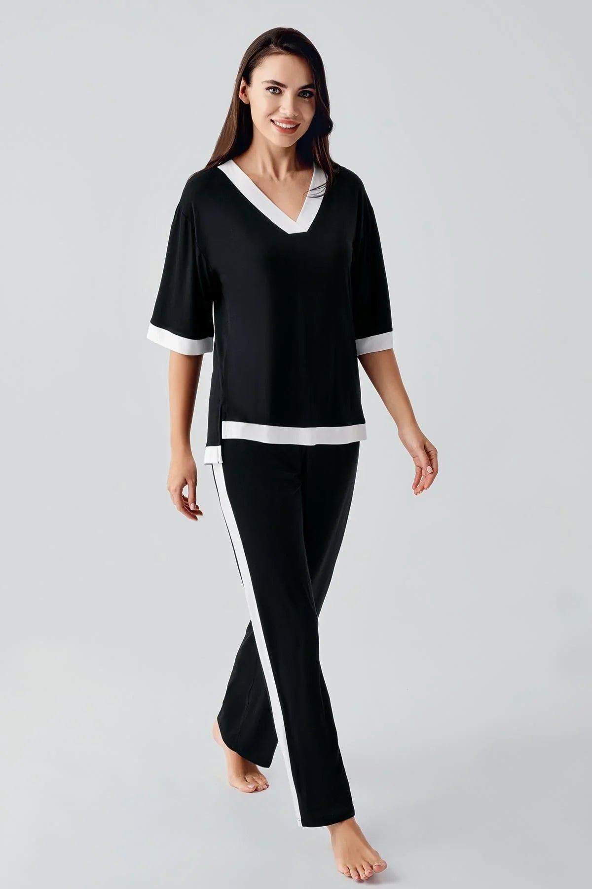 Kısa Kollu Esnek Viskoz Pijama Takım 17213 - Artış Collection