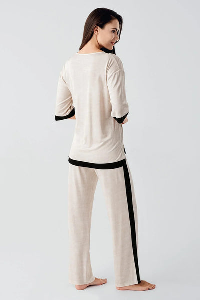 Kısa Kollu Esnek Viskoz Pijama Takım 17213
