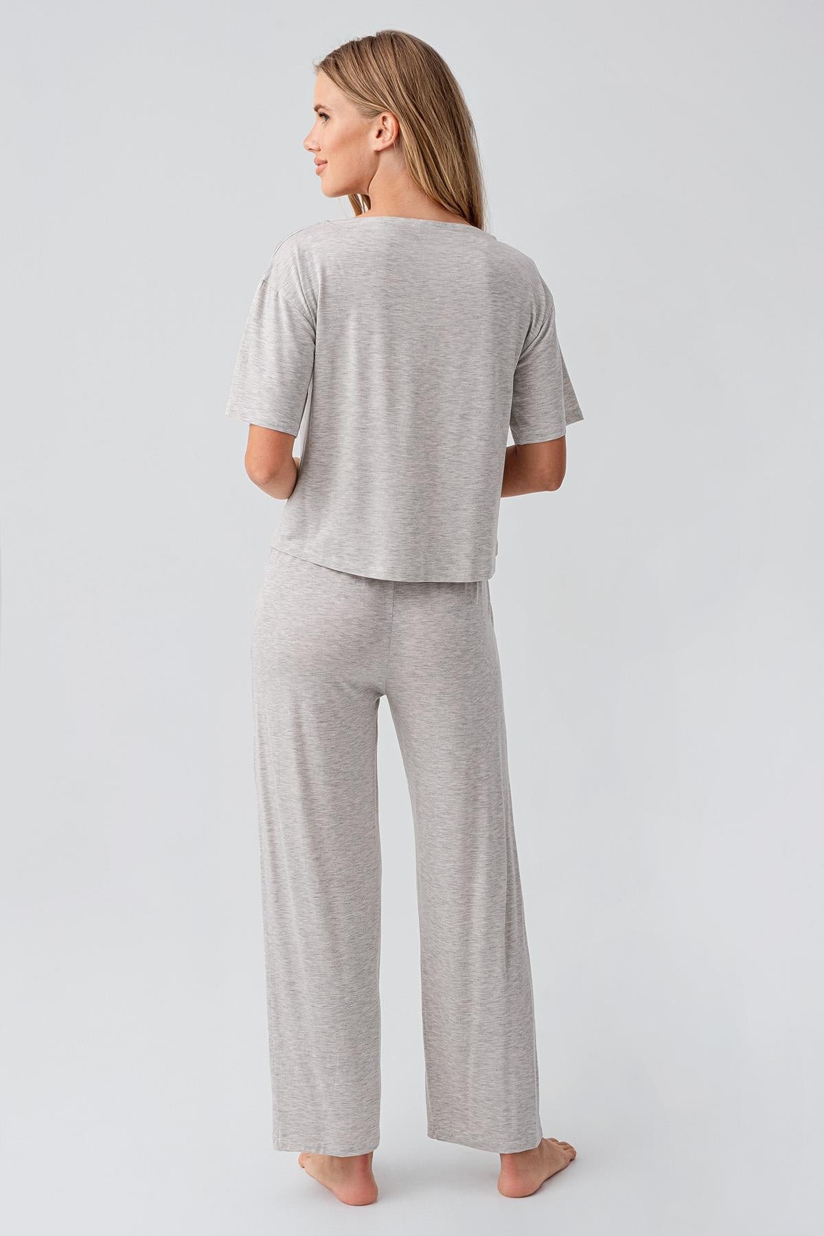 Kısa Kollu Esnek Viskoz Pijama Takım 18215